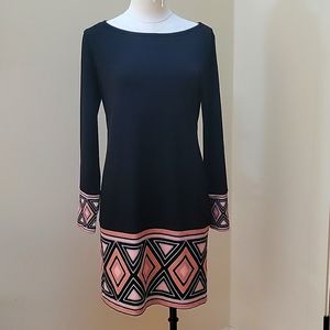 Michael Kors dress M black with geometric orange accents